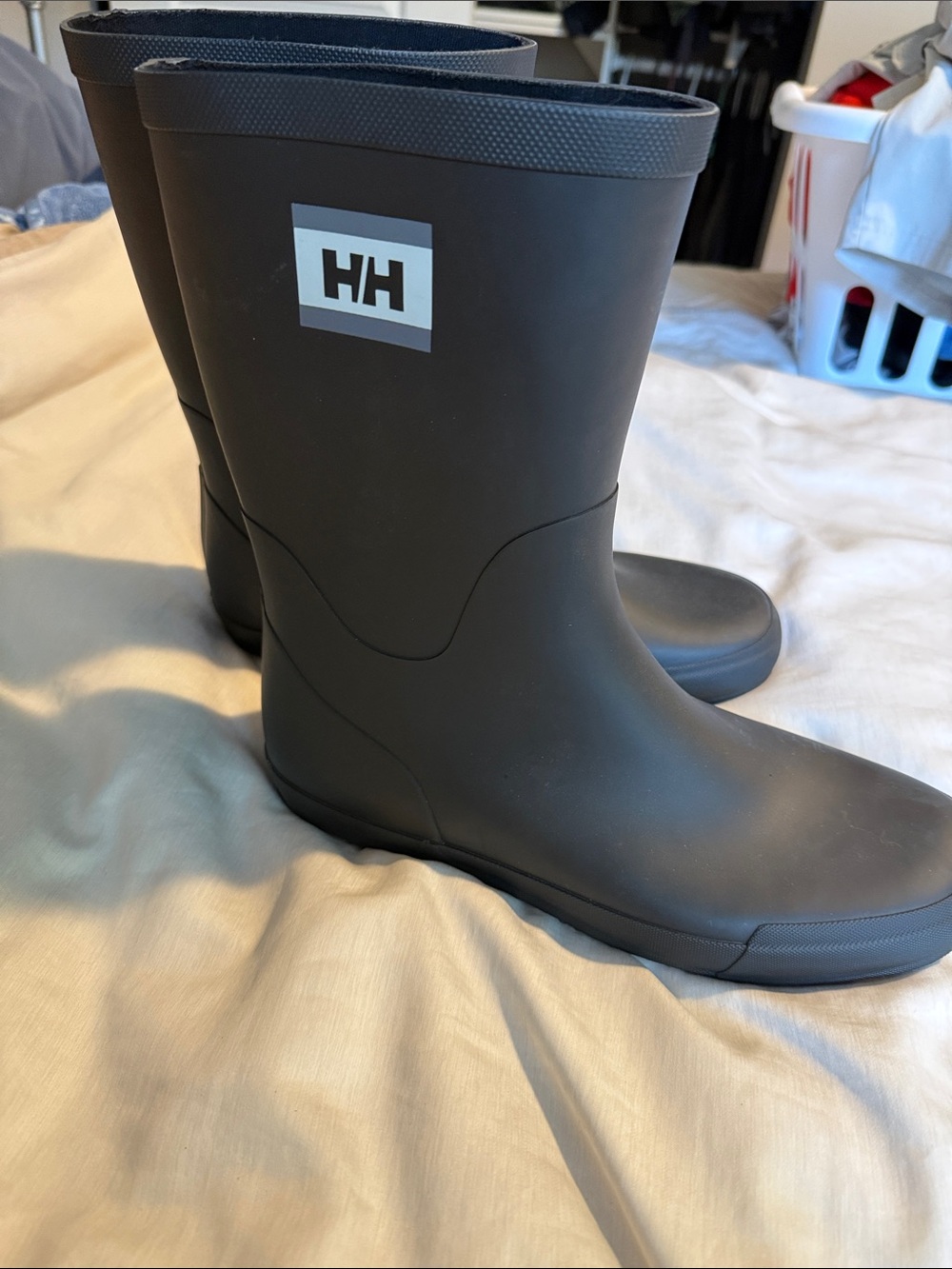 Helly Hansen Black Matte Rubber Rain Boots with HH Logo
